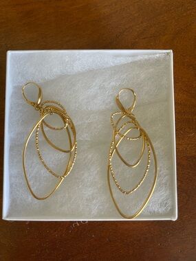 14K Gold Multi-Hoop Drop Earrings Made in Italy